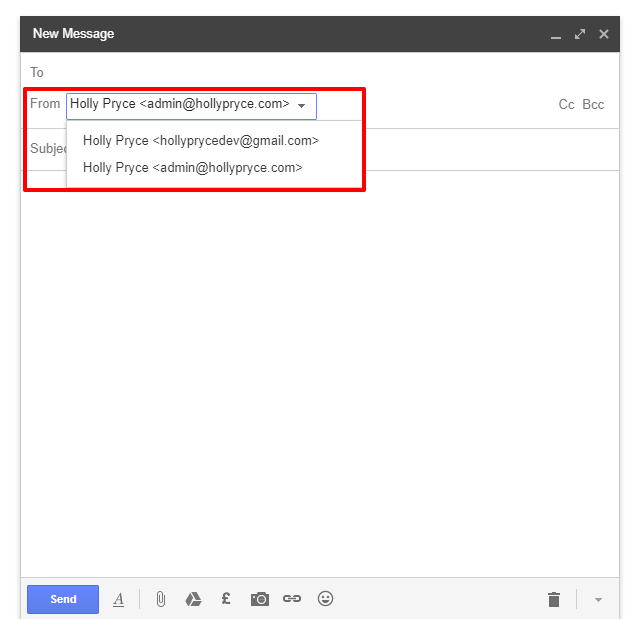 Choosing an email address in Gmail | HollyPryce.com
