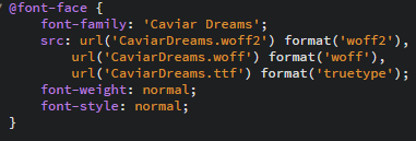 @font-face CSS rule for Caviar Dreams | HollyPryce.com