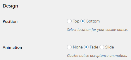 Cookie Notice for GDPR plugin settings