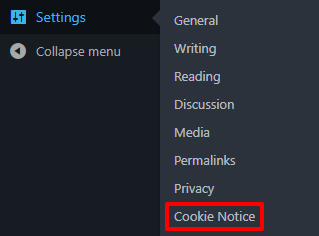 How to access the Cookie Notice settings