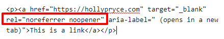 Code that creates a link