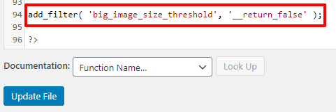 How to remove the image scaling functionality added in my WordPress 5.3