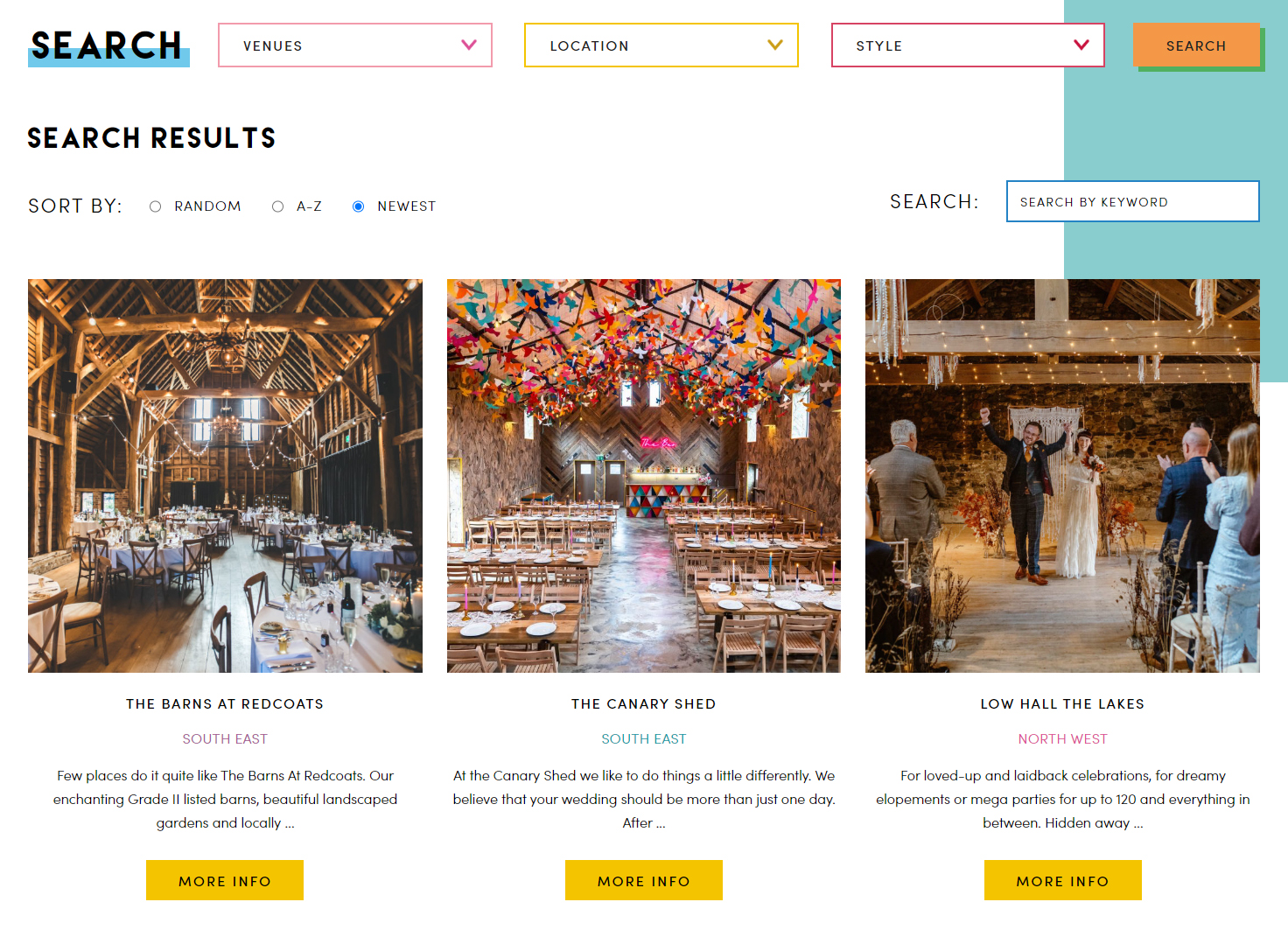 A screenshot of the directory archive page on the Unique Rebels Union website, showcasing the search and filter functionality.